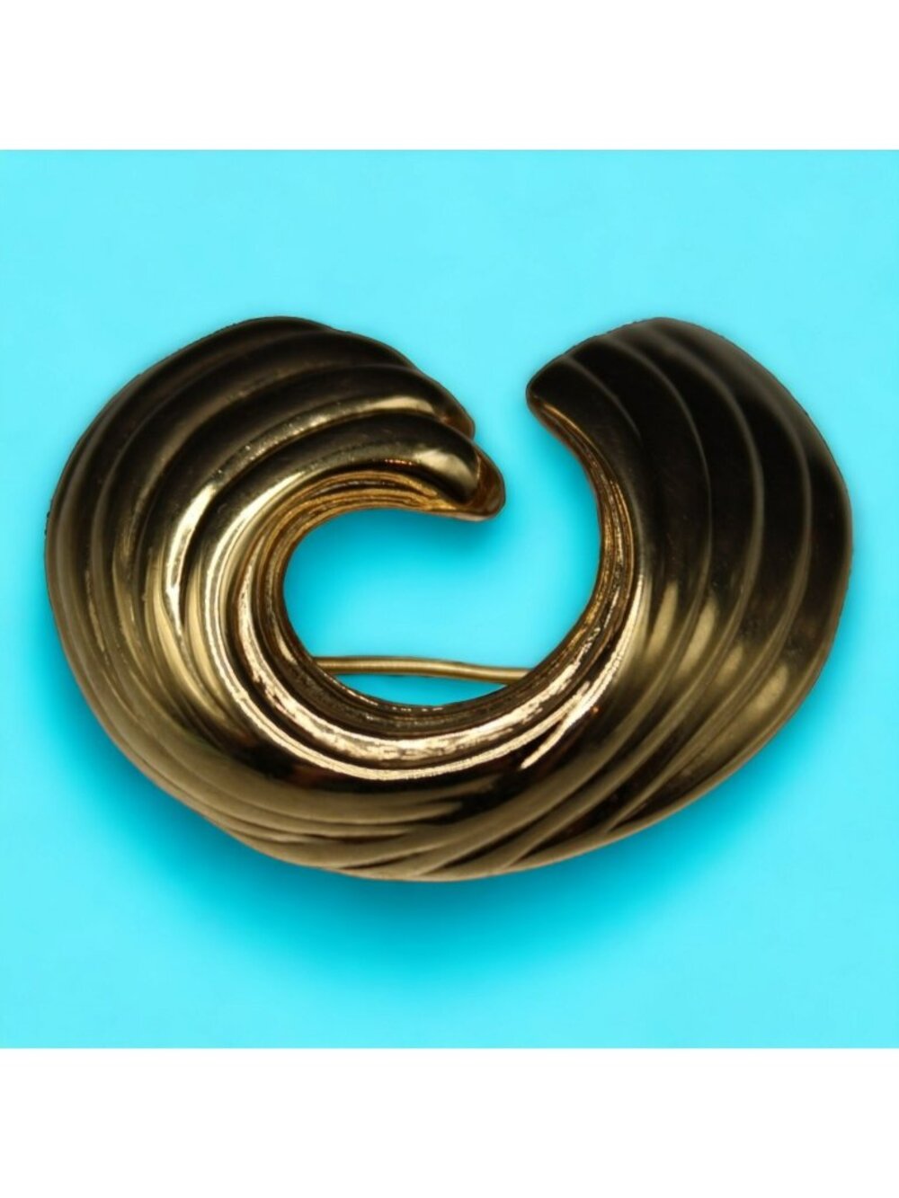 Vintage Napier Wave Brooch Pin Goldtone Nautical Coastal Vacation